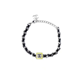 CHANEL香奈儿银choker项链 金属与小羊皮 双CLOGO 女款 银色