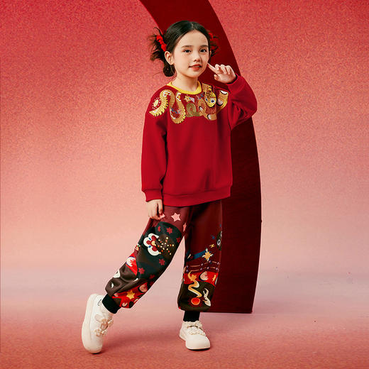 年衣蛇么都旺卫衣童装男女童卫衣秋冬儿童长袖t恤女童打底衫宝宝套头上衣加绒（送独占鳌头拼图） 商品图6