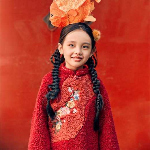年衣童装女童旗袍裙连衣裙冬装儿童演出服宝宝周岁新中式礼服裙子（下单送喜乐之声发饰）N1244499C02 商品图11