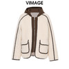 VIMAGE纬漫纪休闲连帽宽松羊毛保暖颗粒绒撞色外套冬季新款VD2403303 商品缩略图6