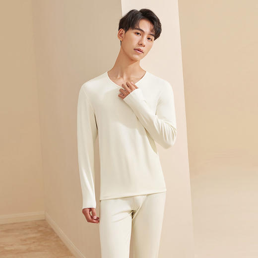 柒牌保暖内衣男套装2024秋冬新品男款秋衣秋裤抗菌舒适圆领打底衣	127F70200 商品图2