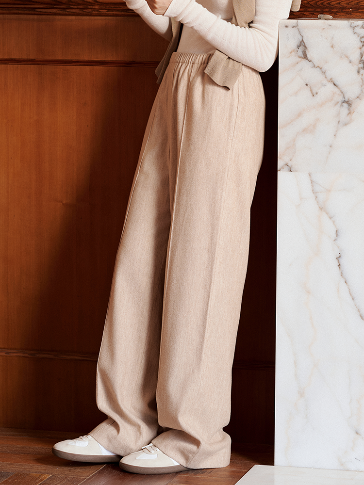 显瘦百搭通勤毛呢宽松直筒裤FCE3PAT171