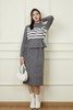 LNNNS 灰色条纹收腰设计针织连衣裙 19086 商品缩略图1