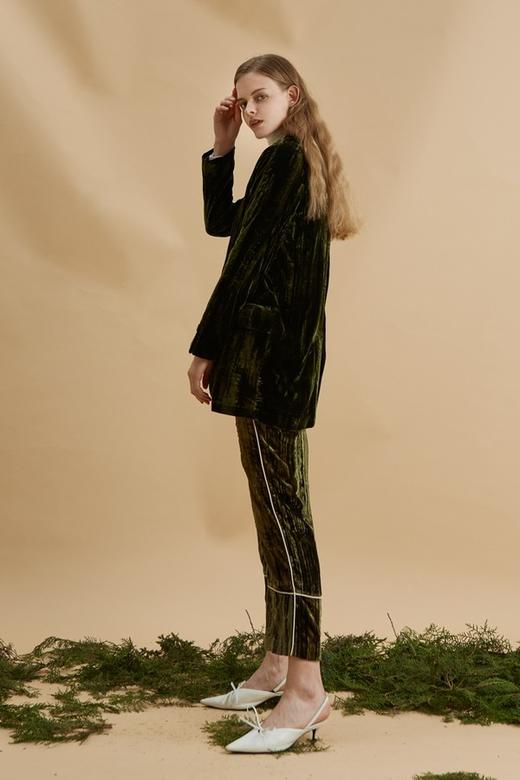 DAMO WANG/王大墨 墨绿色丝绒西装外套 13968 商品图1