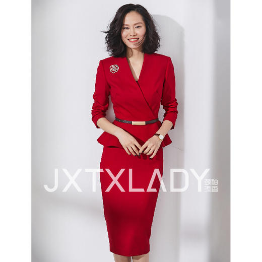 J9304045A 主持人款”如果信念有颜色“ 中国红 拼命红 职场女王 气场全开颈袖添香 商品图0