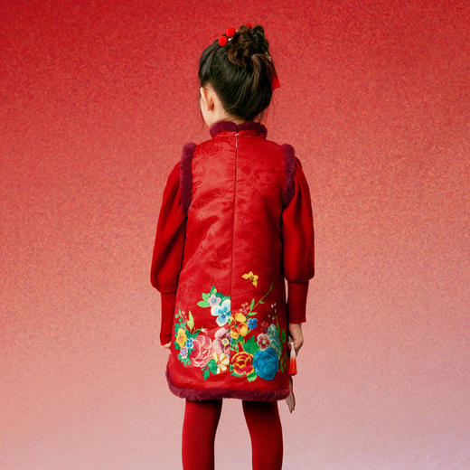 年衣童装儿童连衣裙2025新款女童背心裙秋冬季中式新年拜年服 商品图10