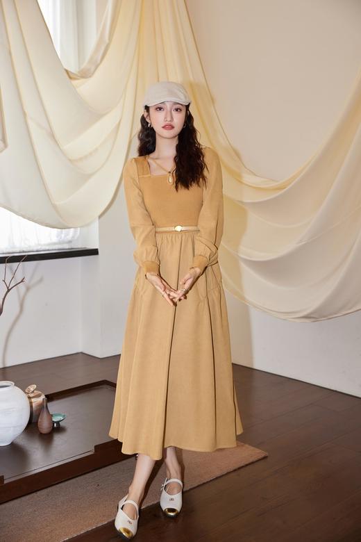 amadella 姜黄色针织拼接式连衣裙 19094 商品图0