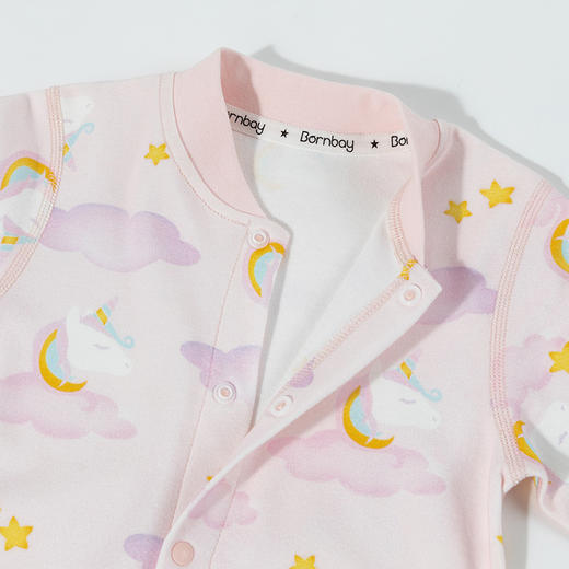 贝贝怡童装儿童前开连体衣全棉2024新款宝宝睡衣爬服秋纯棉连身衣ZB3DL040 商品图4