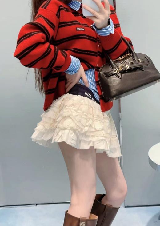 miu家敲好看的红色条纹羊毛毛衣开衫！ 商品图2