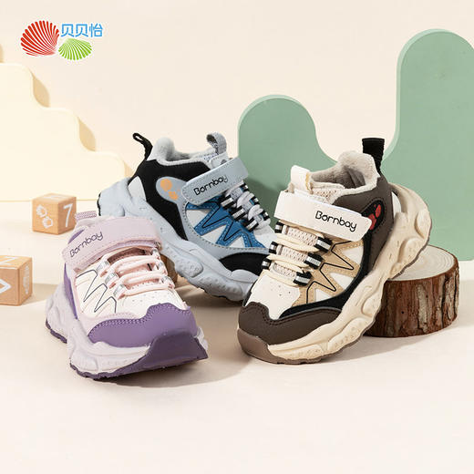 贝贝怡加绒秋冬新款男女宝宝运动鞋柔软舒适魔术贴休闲鞋ZB4DX015 商品图2