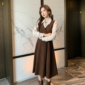 奢姿2025春季新款大码女装法式裙子胖妹妹马甲背心假两件连衣裙9943855119