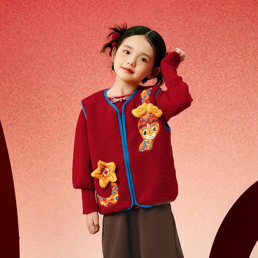年衣童装儿童开衫马甲女2025冬新款小马褂男宝马夹背心摇粒绒 商品图3