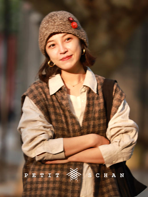 PETIT SCHAN小闪 #057 Crayon Shin-chan 蜡笔小新 骆驼绒山羊绒混纺手工段染趣味手编针织帽 商品图4