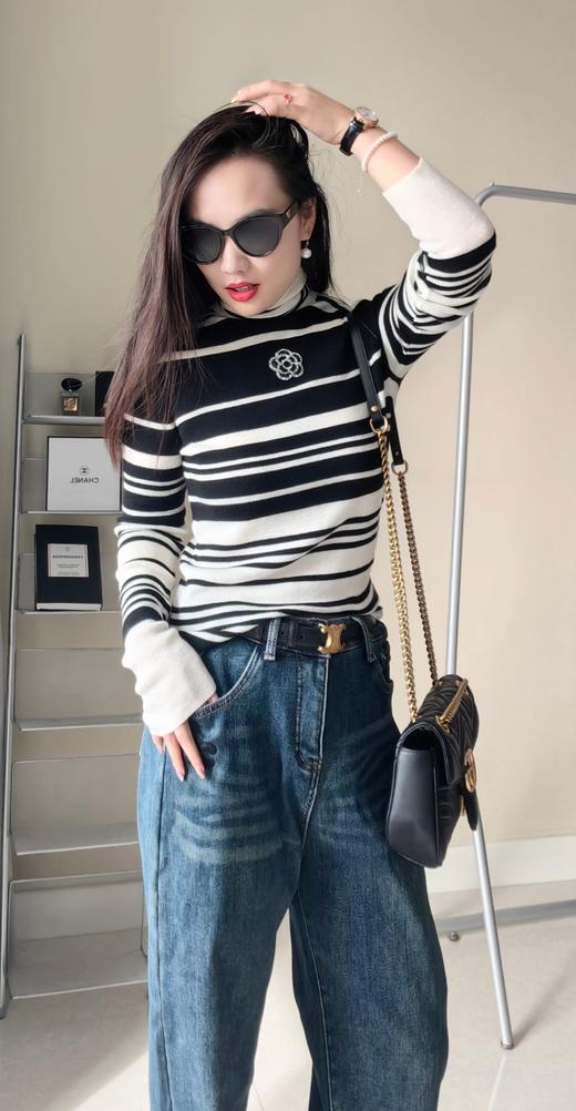 山茶花定位条100超级羊毛堆堆领打底衫 商品图3