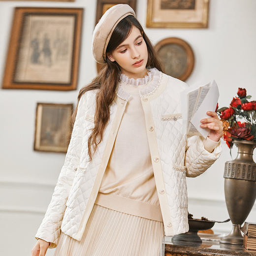 Famecoco范可儿小香风轻薄羽绒服外套女冬FAB8AJ025 商品图4