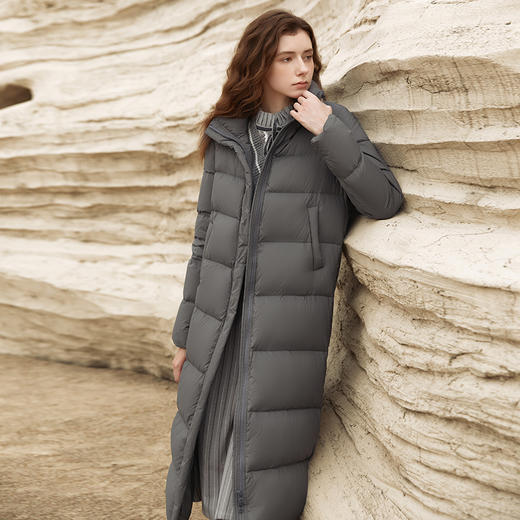 Famecoco范可儿加厚立领绗缝长款羽绒服女FAB8AH024 商品图0