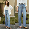 OLrain欧芮儿蓝色复古牛仔裤女秋季2024年新款休闲百搭直筒阔腿裤 商品缩略图1