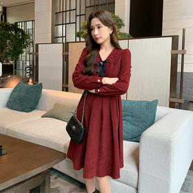 奢姿大码女装2024秋季娃娃领复古气质连衣裙胖妹妹蝴蝶结时尚裙子9943855410