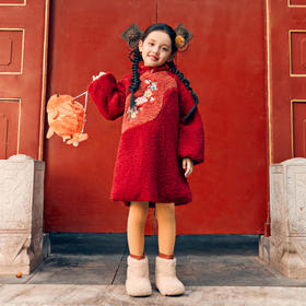 年衣童装女童旗袍裙连衣裙冬装儿童演出服宝宝周岁新中式礼服裙子（下单送喜乐之声发饰）N1244499C02