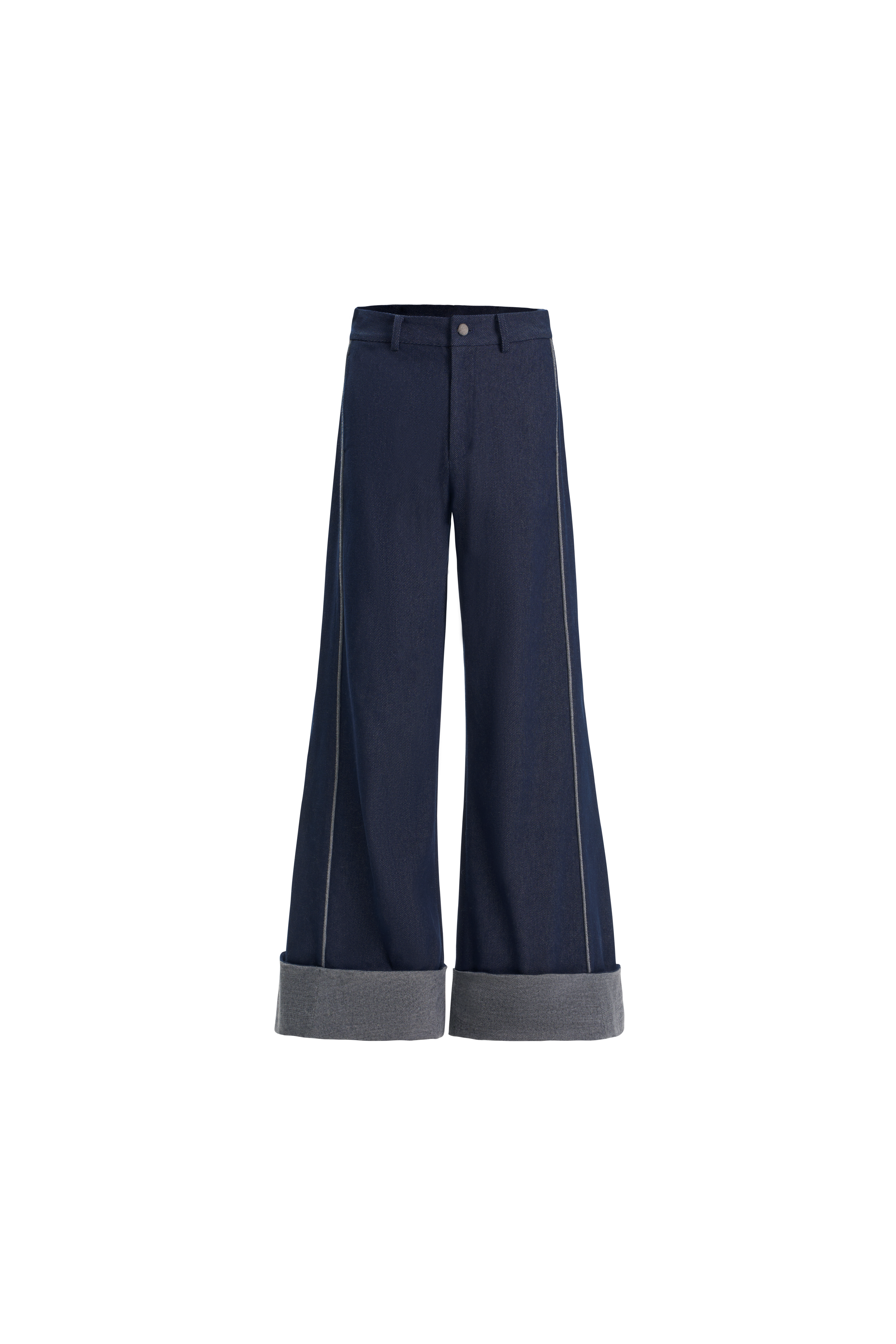 OUTOFLAW 翻裤脚嵌绳工艺廓形牛仔裤