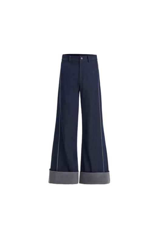 OUTOFLAW 翻裤脚嵌绳工艺廓形牛仔裤 商品图0