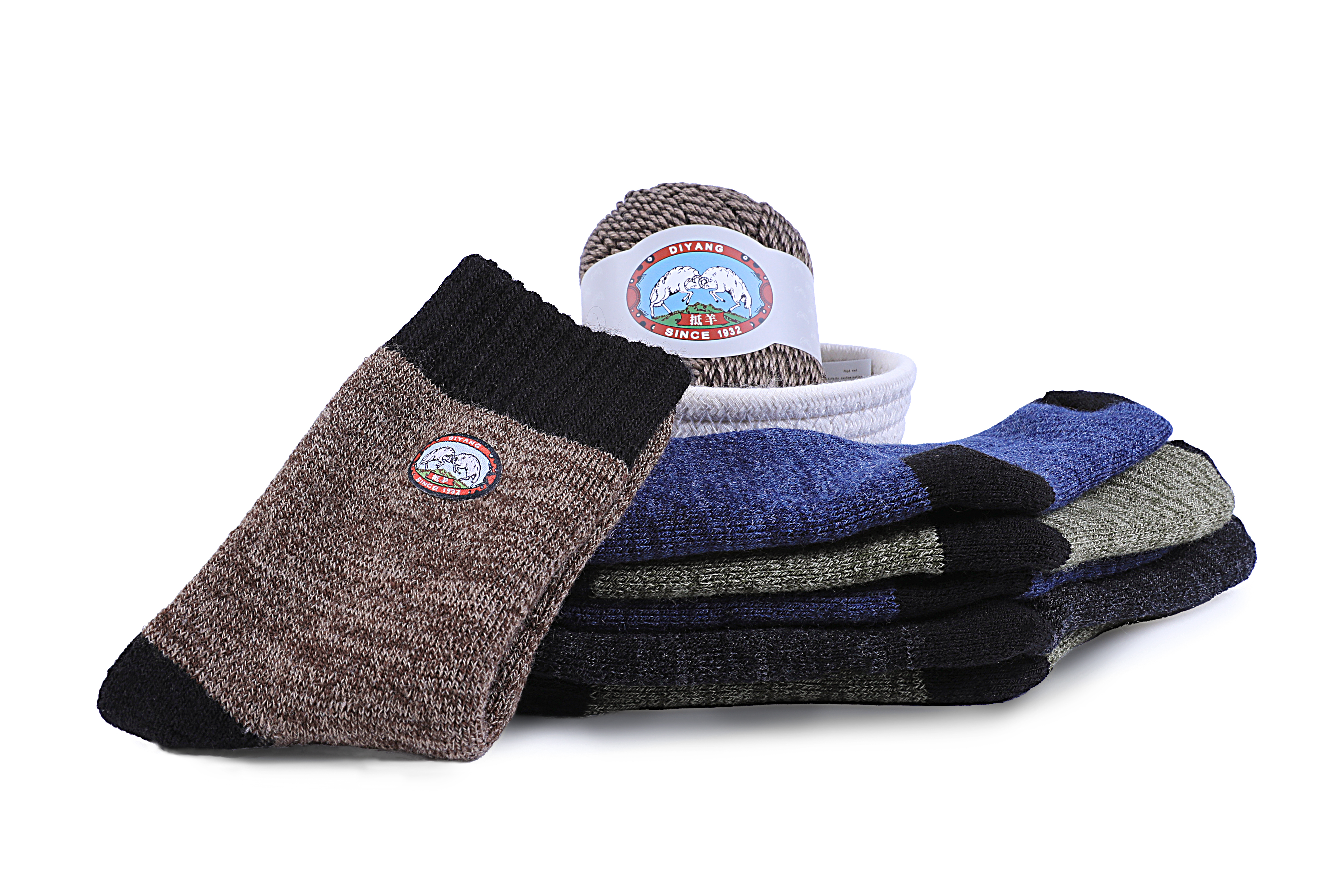 抵羊 美利奴羊毛防滑袜（三双装）