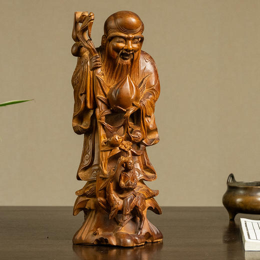清 楠木雕寿星人物摆件 商品图0