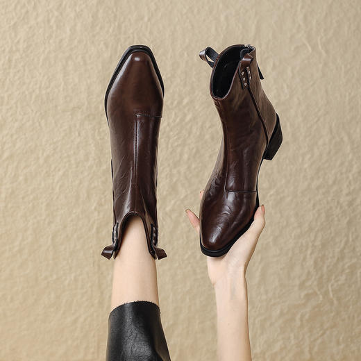 品质好货 | Safiya/索菲娅2024加绒英伦时装百搭尖头骑士短靴 SF44118704 商品图5