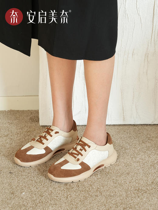 ARCHCONTACT安启美奈撞色舒适休闲真皮一脚蹬休闲鞋52982 商品图1