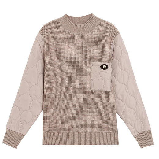 CC-101-3337半高领毛衣女秋冬2024内搭加棉厚款拼接保暖宽松打底上衣女 商品图4