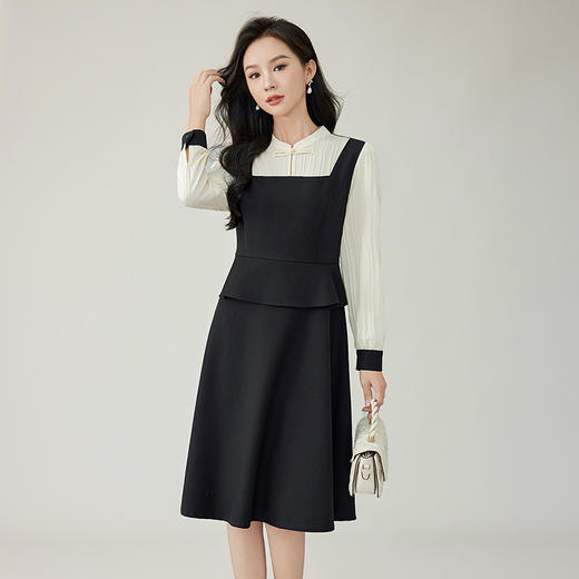 奢姿大码女装2024秋季立领气质裙子胖妹妹拼接假两件时尚连衣裙9943826641 商品图1