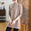 CC-101-3333冬季女装厚棉服拼接针织衫裙子中长款春秋半高领打底衫套头毛衣女 商品缩略图2