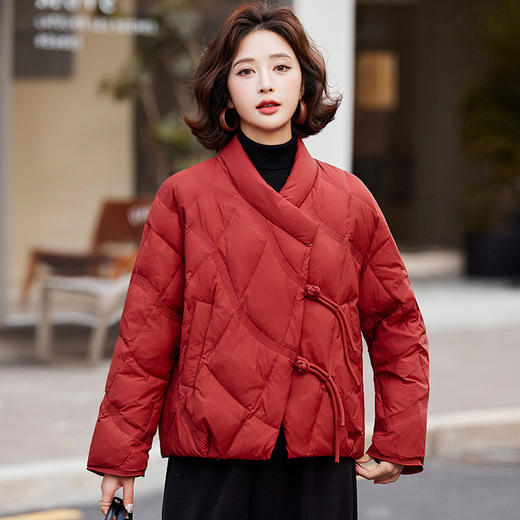 国风中式盘扣，轻薄保暖显瘦气质羽绒服外套HR-YGYL8801-1 商品图1