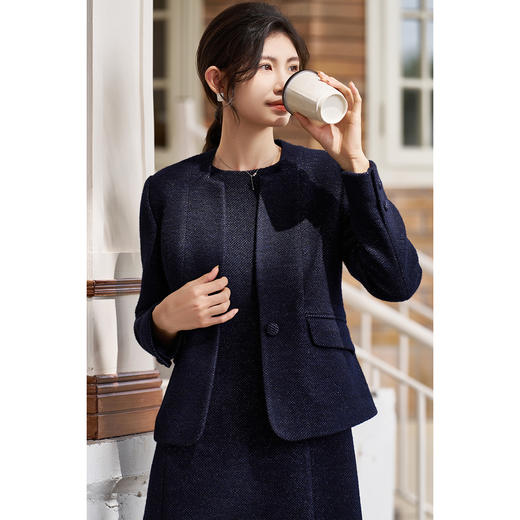 剩S/M/L 米思阳2026春季新品时尚气质羊毛呢外套优雅西装通勤时尚显瘦外套4792 商品图1