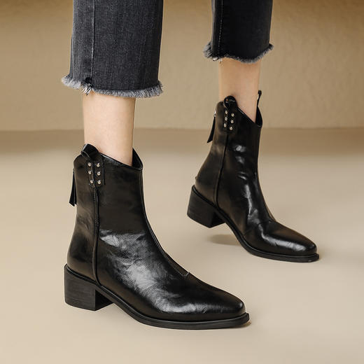 品质好货 | Safiya/索菲娅2024加绒英伦时装百搭尖头骑士短靴 SF44118704 商品图0