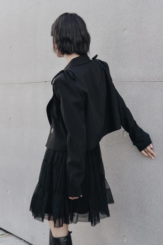 ANSUABEL 气质短款外套V领纱裙套装 14128 商品图2