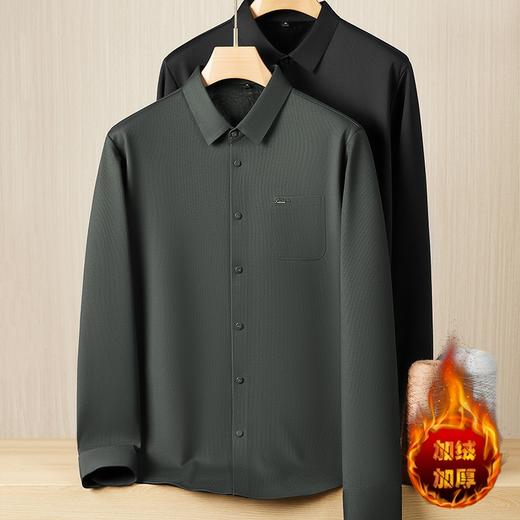 【加绒】【新款DPF】大依优型大码弹力加绒长袖衬衫男装加肥加大体恤大号上衣胖子休闲商务 商品图0