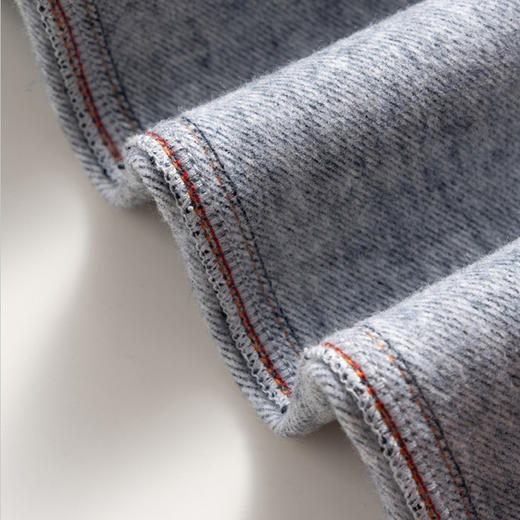 【自】全新升级【铂金会员183/天猫239/差价56】(13159) 洛诗琳撞色加绒直筒牛仔裤2024秋冬显瘦小个子窄版阔腿裤 商品图4