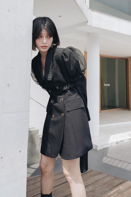 ANSUABEL 设计感小众欧根纱拼接西装连衣裙 14134 商品图5