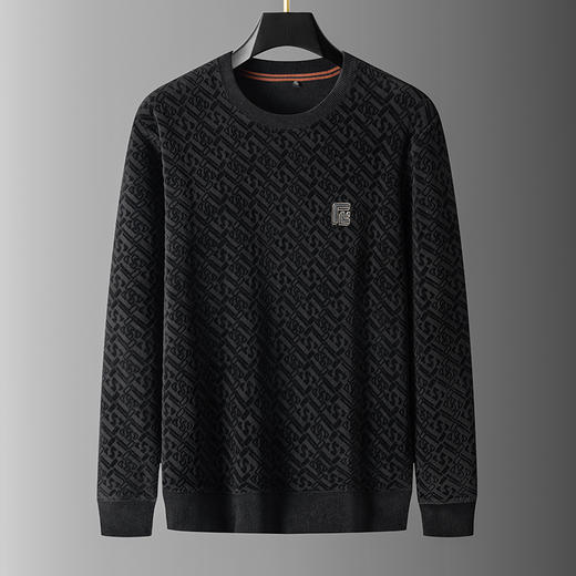 【加绒】【新款DPS】大依优型大码男装加绒圆领卫衣打底T恤套头纯色上衣男士胖子 商品图2