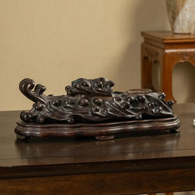 清 红木整挖海浪形器座