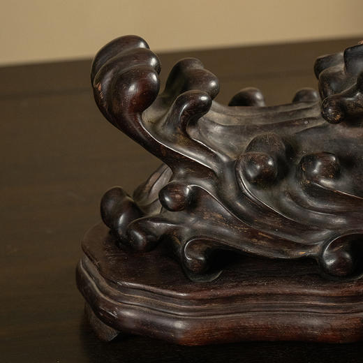 清 红木整挖海浪形器座 商品图1