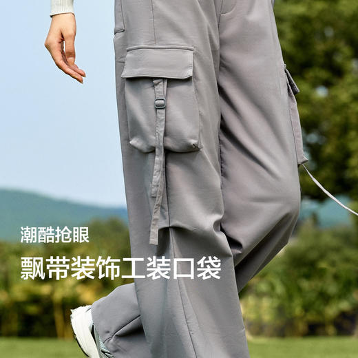 森马休闲裤女阔腿工装裤质感时尚高街女生冬季酷飒风降落伞裤盐系 商品图2
