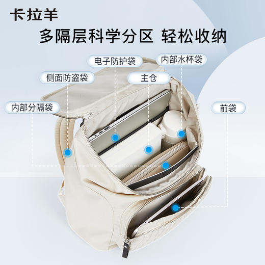 【通勤旅行防盗】卡拉羊洛可可云朵防盗女士电脑双肩包CX5509/L 商品图2