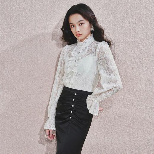 清雅蕾丝上衣宫廷复古风蕾丝雪纺衬衫女 商品图2