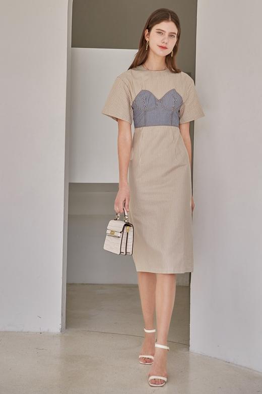 DAMO WANG/王大墨 拼色胸衣式收腰连衣裙 14088 商品图0