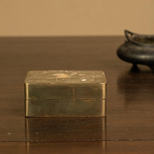 民国 铜錾刻渔樵问答墨盒 商品图0