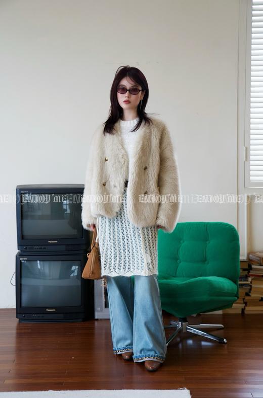 【门店同款】ENJOY冬季翻边豹纹加绒阔腿裤 159947870 商品图0