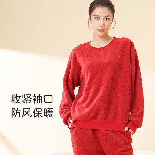I'd爱帝米粒绒厚款居家服男女同款休闲圆领双面磨毛套装 商品图3