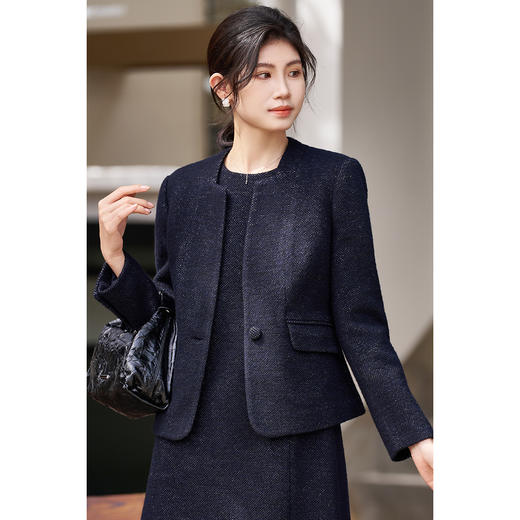 剩S/M/L 米思阳2026春季新品时尚气质羊毛呢外套优雅西装通勤时尚显瘦外套4792 商品图2